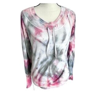 Mondetta Women’s Long Sleeve Shirt Size M Tie Dye Pink Blue Gray Lounge Top